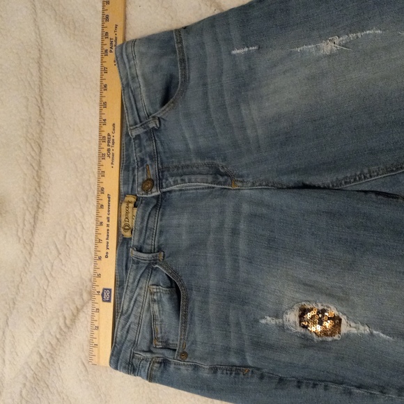Democracy Flexellent Jeans Womens 14 Sequin Accent Factory Distressed - Picture 8 of 15